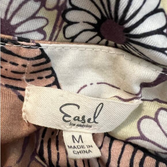 Easel Maxi Dress in Brown Yellow and White Floral Print Crochet Straps Size M - Picture 5 of 7